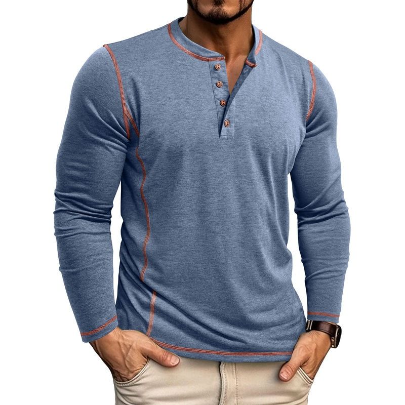 Men's Clothing Autumn And Winter Large Size Men's Long Sleeve T Shirt Men's Shirt Four Button Top_viptrois.com