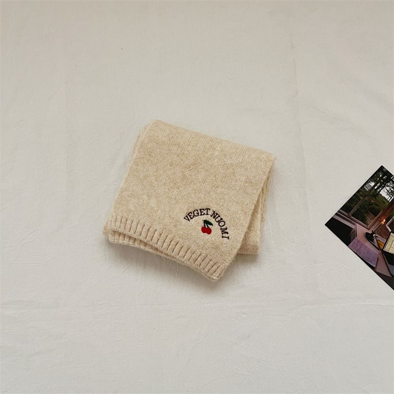 Kids' scarves Children's long scarf autumn and winter baby boys and girls outdoor warm cold protection neck cherry embroidery_viptrois.com