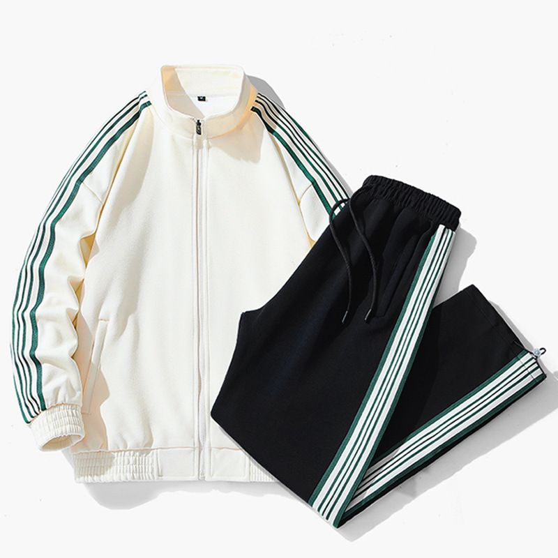 Men's Clothing New spring and autumn sports suits loose couple style, versatile sweatshirt jacket, casual trousers, trendy brand two piece suit_viptrois.com