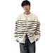 New Striped Cardigan Jacket, Knitted Sweater, Men's And Women's Round Neck_viptrois.com