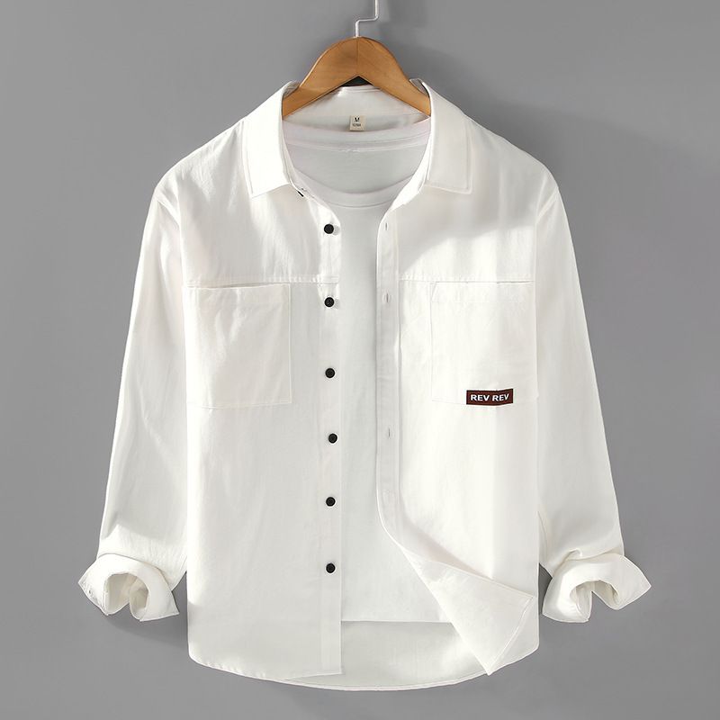 Workwear Shirt Jacket Men's Loose All Cotton Casual Spring Retro Pure Cotton Cardigan Shirt_viptrois.com