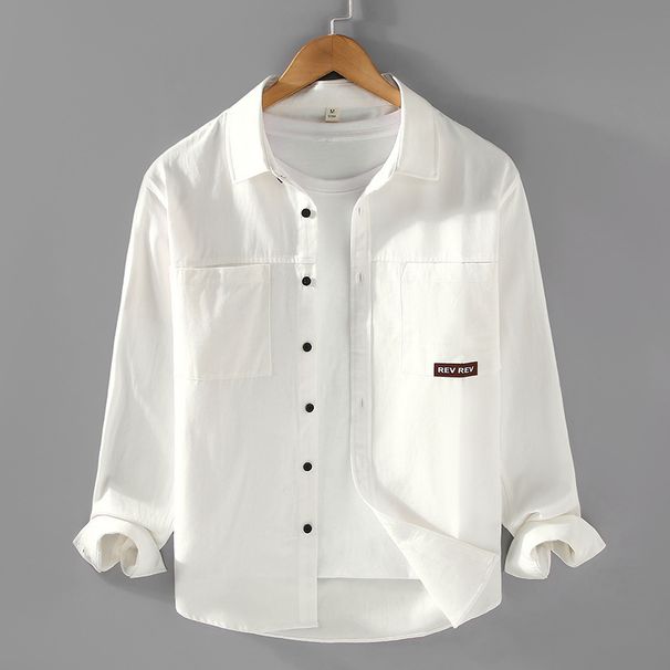 Workwear Shirt Jacket Men's Loose All Cotton Casual Spring Retro Pure Cotton Cardigan Shirt_viptrois.com