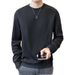 Men's Minimalist Crewneck Sweatshirt – Korean Streetwear Essential With Contrast Paneling & Velvet Touch (Casual Chic Pullover)_viptrois.com