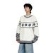 Pure American Retro Color-Block Jacquard Knit Unisex Cleanfit Couple Sweater Lazy Style Coat Trendy_viptrois.com