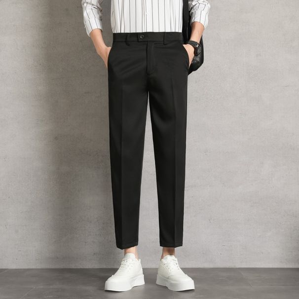 Men's Clothing Casual Suit Pants Business Drape Trousers Straight Nine Point Pants Naples Trousers Casual Pants_viptrois.com