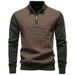 Half Zipper Men's Stand-Up Collar Cotton Sweater High Quality Business Casual Knitted Sweater Men's_viptrois.com