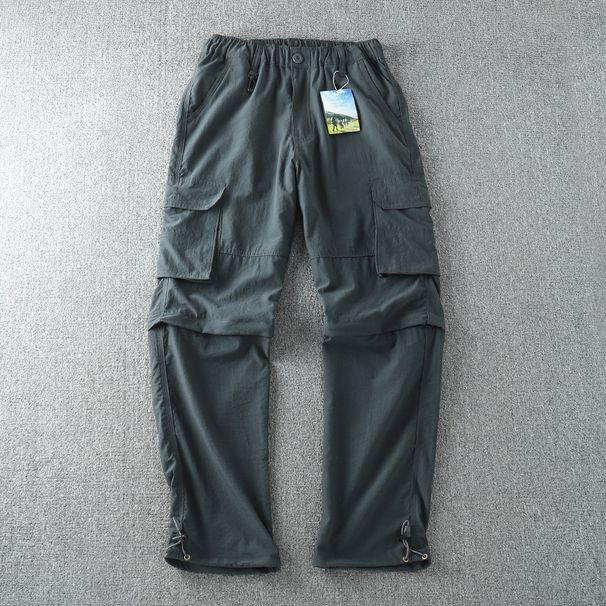 Men's Convertible Cargo Pants – Lightweight Workwear With Adjustable Waist & Multi-Pocket Design (Quick-Dry Nylon Blend, Versatile Wear)_viptrois.com