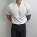 Men's Summer American Cool V Neck Knitted Short Sleeved Ice Silk Short Sleeved Thin T Shirt Retro Bottoming Business Breathable Spring And Summer_viptrois.com
