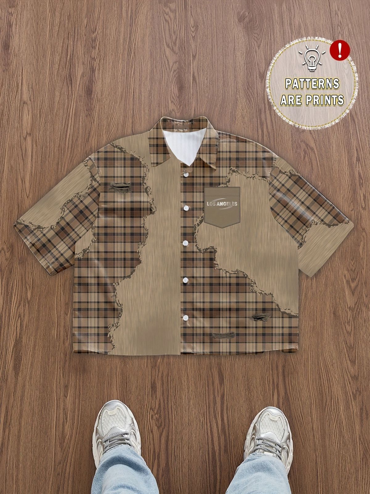 Men's Plaid Short Sleeved Shirt Casual Versatile Breathable Top with Contrasting Pocket Design Trendy New_viptrois.com