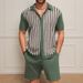 Men's Clothing Casual Cool Silk Knitted POLO Shirt Suit Short Sleeved Jacquard Two Piece Suit For Men SY0181_viptrois.com