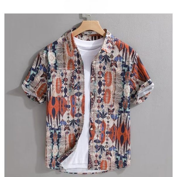 Retro Shirt For Men, Summer Clothing For Students, Loose And Niche Design, Men's Top For Outerwear_viptrois.com