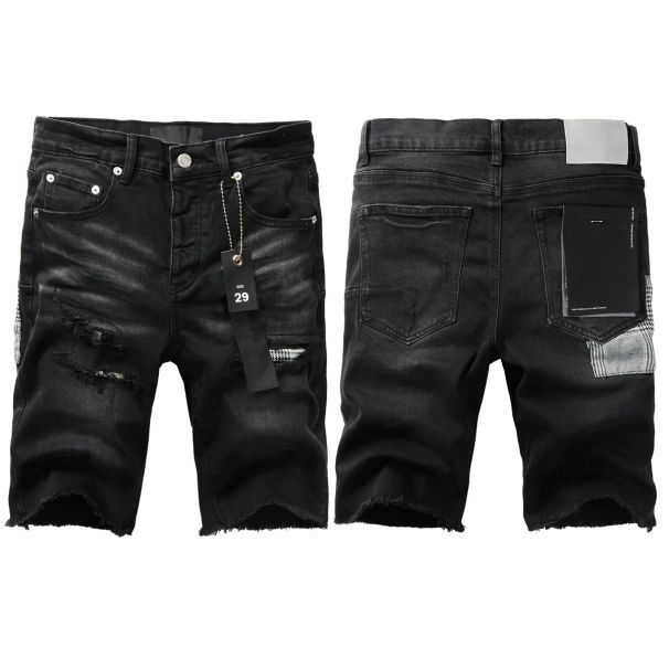 Pruple Summer Designer Letter PP Card Holder Short Puple Shorts Fashion Hole Washing Trousers Brands Jeans Beach Pants_viptrois.com