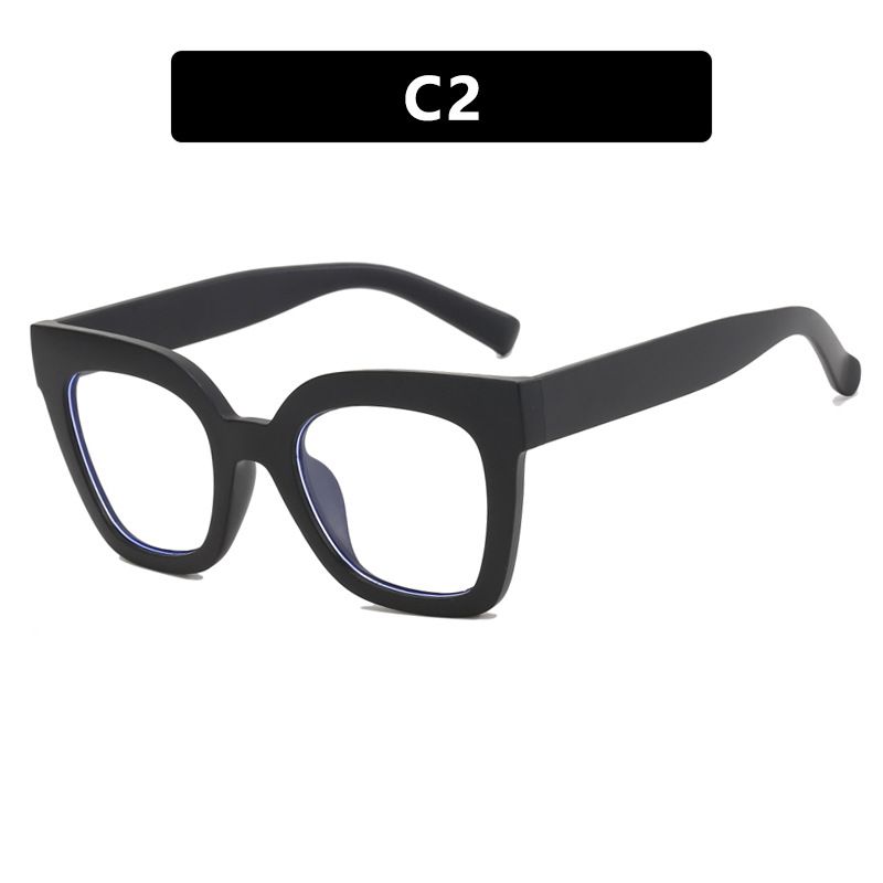 Women's Eyeglasses Color Matching Cat Eye Simple Flat Glasses Anti Blue Light New Personality Glasses Frame Plain Versatile Glasses Frame_viptrois.com