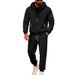 Men's Fleece Lined Two Piece Winter Suit Casual Sportswear Hooded Set Fashionable_viptrois.com