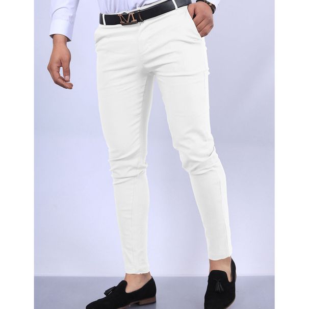 Men's Clothing New Solid Color Slim Fitting Foreign Trade Pocket Decoration Casual Formal Pants_viptrois.com