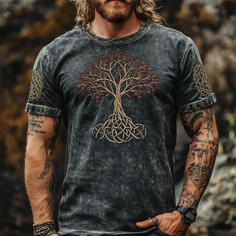 Men's Dark Fashion Graphic T-Shirt - 230GSM Poly-Cotton Blend With 3D Digital Print For Streetwear & Casual Wear (S-5XL, 8 Colors)_viptrois.com