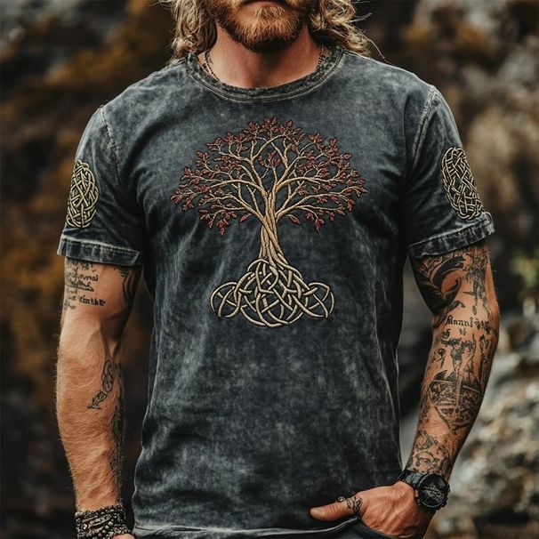 Men's Dark Fashion Graphic T-Shirt - 230GSM Poly-Cotton Blend With 3D Digital Print For Streetwear & Casual Wear (S-5XL, 8 Colors)_viptrois.com