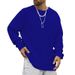 New Waffle Long Sleeved Round Neck Casual Men's Loose Pullover Knitted Sweater_viptrois.com