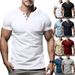 Men's New Summer Short-sleeved T-shirt Slim Casual V-neck Short-sleeved Tops_viptrois.com