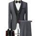 Men's Clothing Three Piece Suit One Button Double Fork Slim Fit Fashion Business Suit_viptrois.com