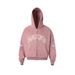 Men's Clothing Vintage-Inspired Fleece Hoodie With Letter Embroidery & Suede Trim - Relaxed Fit, Zip-Up, Oversized (Black, Retro Green, Dusty Pink)_viptrois.com