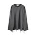 Streetwear Distressed Hem Long Sleeve T-Shirt For Men - Oversized Hip-Hop Style Solid Color Layering Tee With Raw Edge Detail_viptrois.com