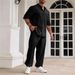 Men's Clothing Commuter Cotton And Linen Suit Casual Button Shirt Short Sleeved Trousers Men's Outing Trend_viptrois.com