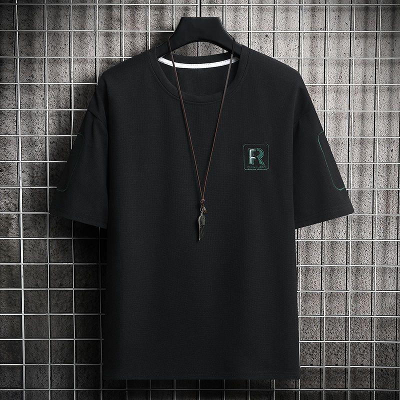 Men's Short Sleeved T-Shirt Set Casual Loose Fit Summer Sports Two Piece Trendy Youth Outfit_viptrois.com