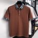Men's Clothing Summer Men's Collared Short Sleeve Shirt Gem Button Color Block Jacquard Knit T-Shirt For Formal & Casual_viptrois.com