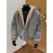 Men's Winter PU Leather Hooded Jacket With Faux Fur Trim, Thick Fleece Lining, Stand Collar Design, Stylish And Warm Coat For Cold Weather_viptrois.com