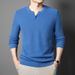 Pulse 2025 Autumn Winter Pure Co Casual Men's Knitted Sweater Long Sleeve Split Collar Top Solid Color Versatile Single_viptrois.com