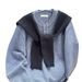 Oversized Drop Shoulder Sweatshirt – Trendy Layered Look (S-XXL, Blue/Dark Gray, Unisex, Machine Washable, Casual Wear)_viptrois.com