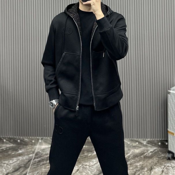 2025 autumn winter men's high-end hooded casual sports two-piece set, fashionable, versatile and handsome a412_viptrois.com