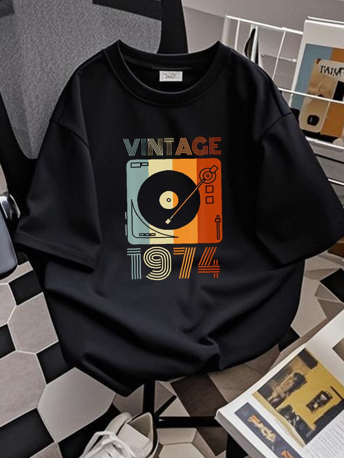 Vintage 1974 Retro Record Player Birthday Vinyl DJ Baseball Cap Snapback Caps Knitted Hat Graphic Casual Comfortable Homme Unisex Stylish Summer_viptrois.com