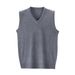 Wool Blend Vest Autumn New Casual V-Neck Solid Color Base Shirt Sweater Men's Clothing_viptrois.com