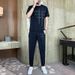 Men's Clothing Summer New Casual Sports Suit Men's Loose Large Size Ice Silk Thin Suit Handsome Quick Drying Breathable Set Of Trendy_viptrois.com