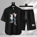 Men's Clothing Summer fashion brand new casual short sleeved sports five point pants two piece suit men's large size loose T shirt top_viptrois.com