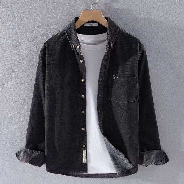Corduroy Long Sleeved Men's Spring Autumn New Style Jacket, Oversized And Loose Casual Shirt For Men_viptrois.com
