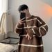 Striped Round Neck Sweater, Simple Knit Sweater For Men, Versatile And Trendy Design, Long Sleeved_viptrois.com
