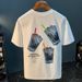 Summer Trendy Brand Cup Pattern Printing Short-sleeved T-shirt Men's Youth Crew Neck Versatile Design Sense Pure Cotton Ruffian Handsome Top_viptrois.com