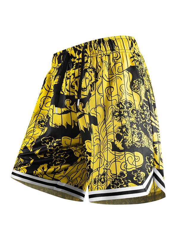 Men's Retro Casual Beach Shorts Soft Comfortable Drawstring Waist Athletic Lounge Pants_viptrois.com