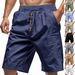 Men's Linen Blend Casual Shorts - Relaxed Fit Breathable Summer Shorts With Pockets - Lightweight Beach & Lounge Drawstring Shorts For Men_viptrois.com
