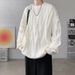 Japanese-Inspired Cable Knit Sweater – Minimalist Harajuku Style Pullover (Grey/Black/Blue/White, M-3XL)_viptrois.com