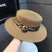 Flat Top For Women Summer French Zebra Pattern New Sun Outdoor Vacation Sunshade Straw Hat_viptrois.com
