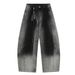 Men's Clothing Gradient Contrast Color Washed Ornament Jeans Scimitar Pants Men's American Loose Lazy Loose Feeling Wide Leg Trousers_viptrois.com
