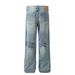Men's Clothing 2025 Neutral Trendy Washed Blue Design High End Men's Straight Loose Jeans_viptrois.com