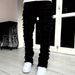 New Men's Street Fashion Ins Elastic Patch Denim Straight Leg Pants_viptrois.com