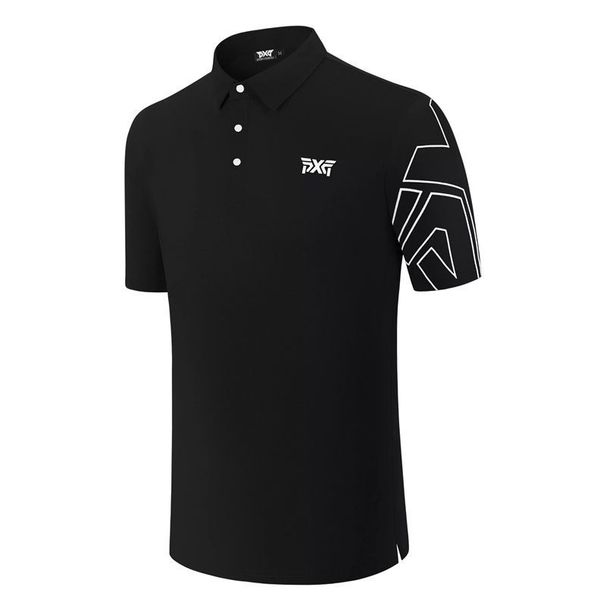 Men's Clothing Golf Preferred Summer Men's New Lapel Short Sleeved Solid Color Letter Printing Slim Fit Fashion Trend_viptrois.com