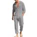 Men's Casual Linen Hooded Shirt Cardigan Set Spring Summer American Style Loose Breathable Long Sleeve Clothing_viptrois.com