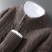 Pure Autumn Winter New 100% Pure Wool Men's Half Turtleneck Zipper Thickened Cable Knit Casual Loose Cashmere Sweater_viptrois.com